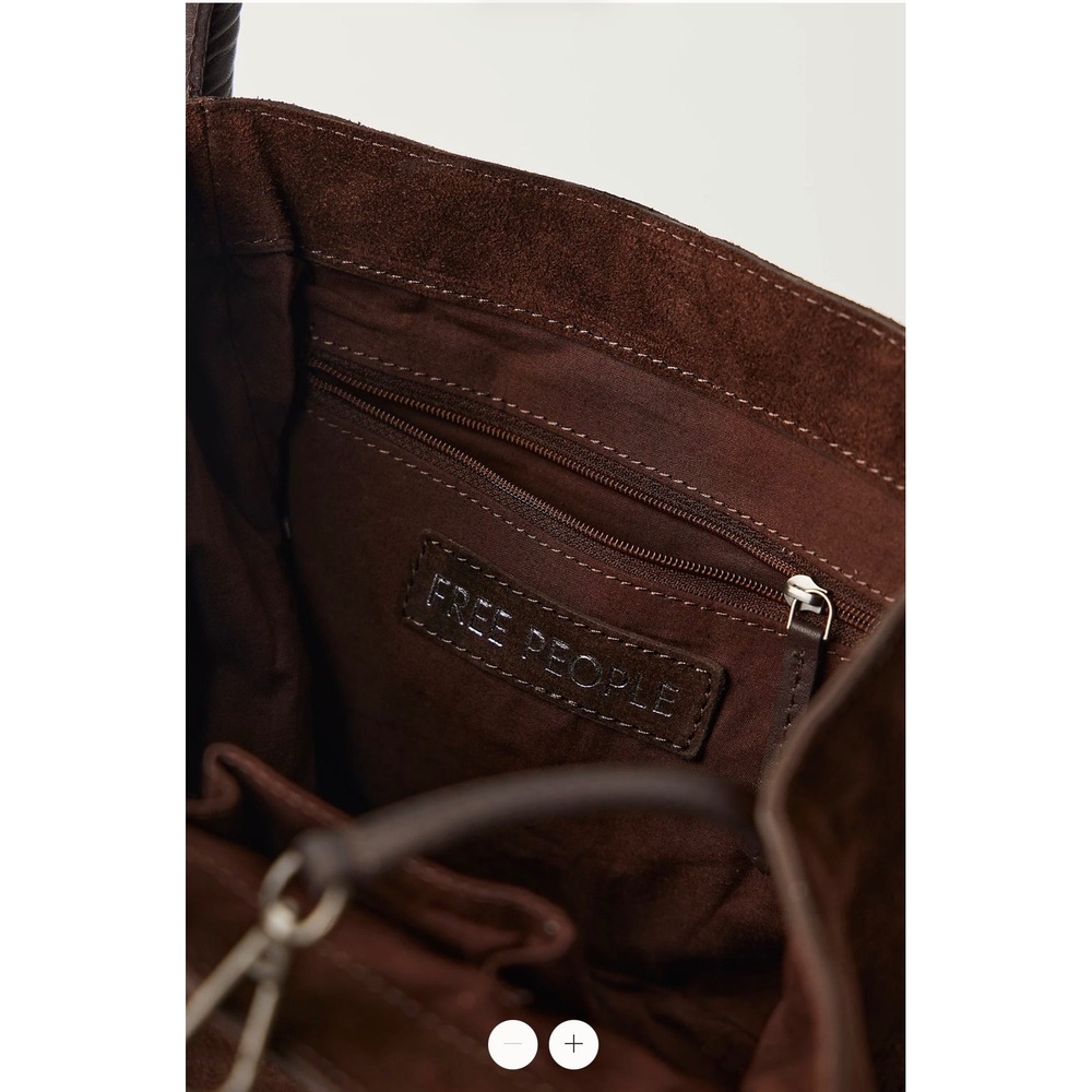 Free People Barlow Suede Bucket Bag Brown Leather Top Handle Handbag - Picture 4 of 4